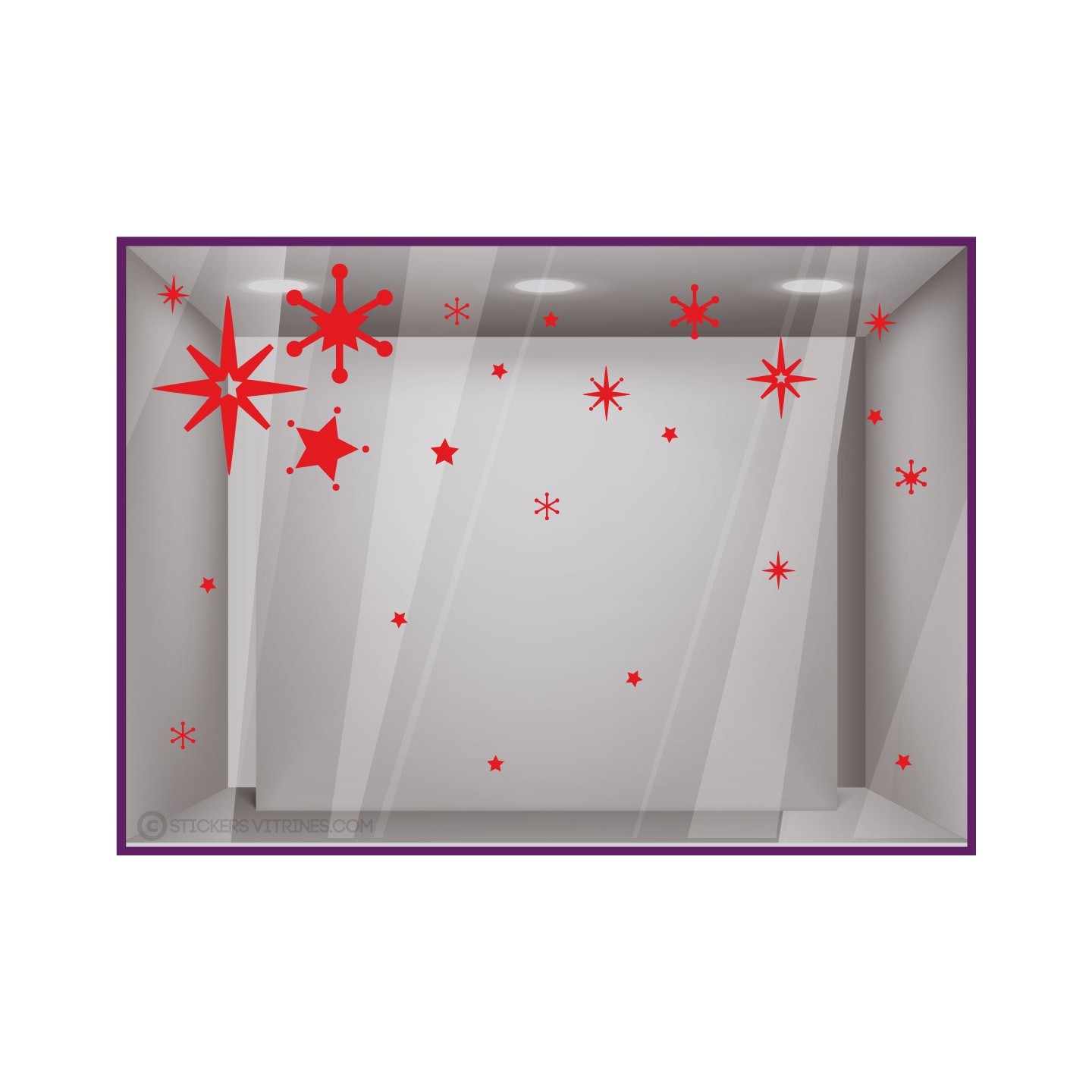 Kit Stickers Grandes etoiles noel joyeuses fetes magasin vitrine mode bijouterie calicot commerce boulangerie