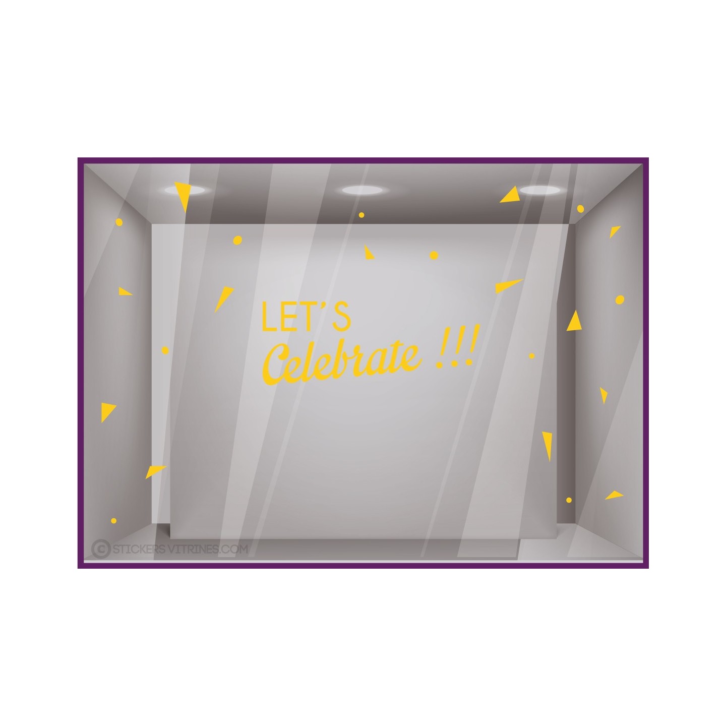 Sticker Let's Celebrate vitrine de Noel pour point de vente vitrine devanture mode restaurant boulangerie caviste calicot