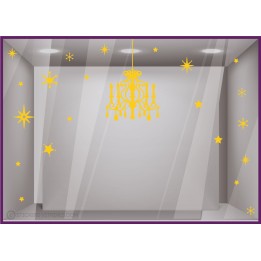 Kit de Stickers Lustre de Noel joyeuses fetes commerce magasin calicot devanture mode bijouterie decoration idee
