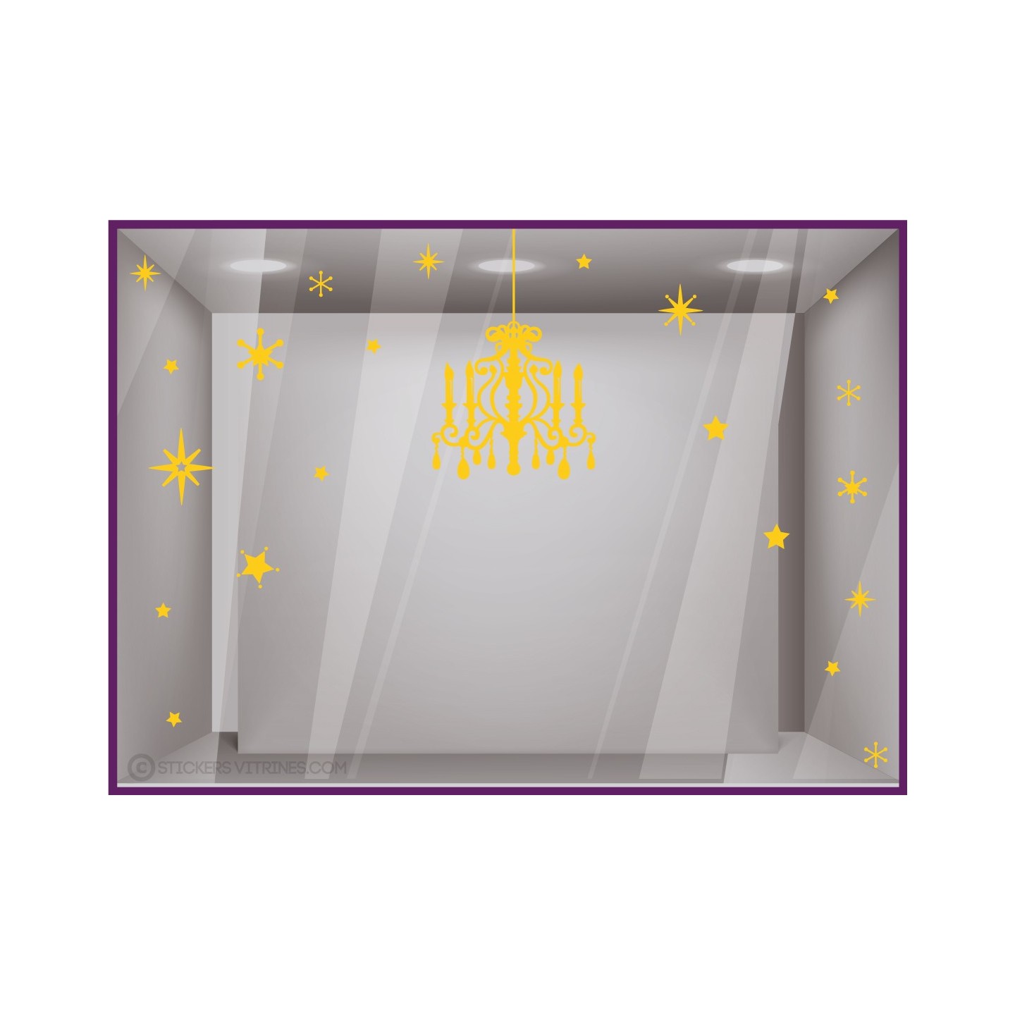 Kit de Stickers Lustre de Noel joyeuses fetes commerce magasin calicot devanture mode bijouterie decoration idee