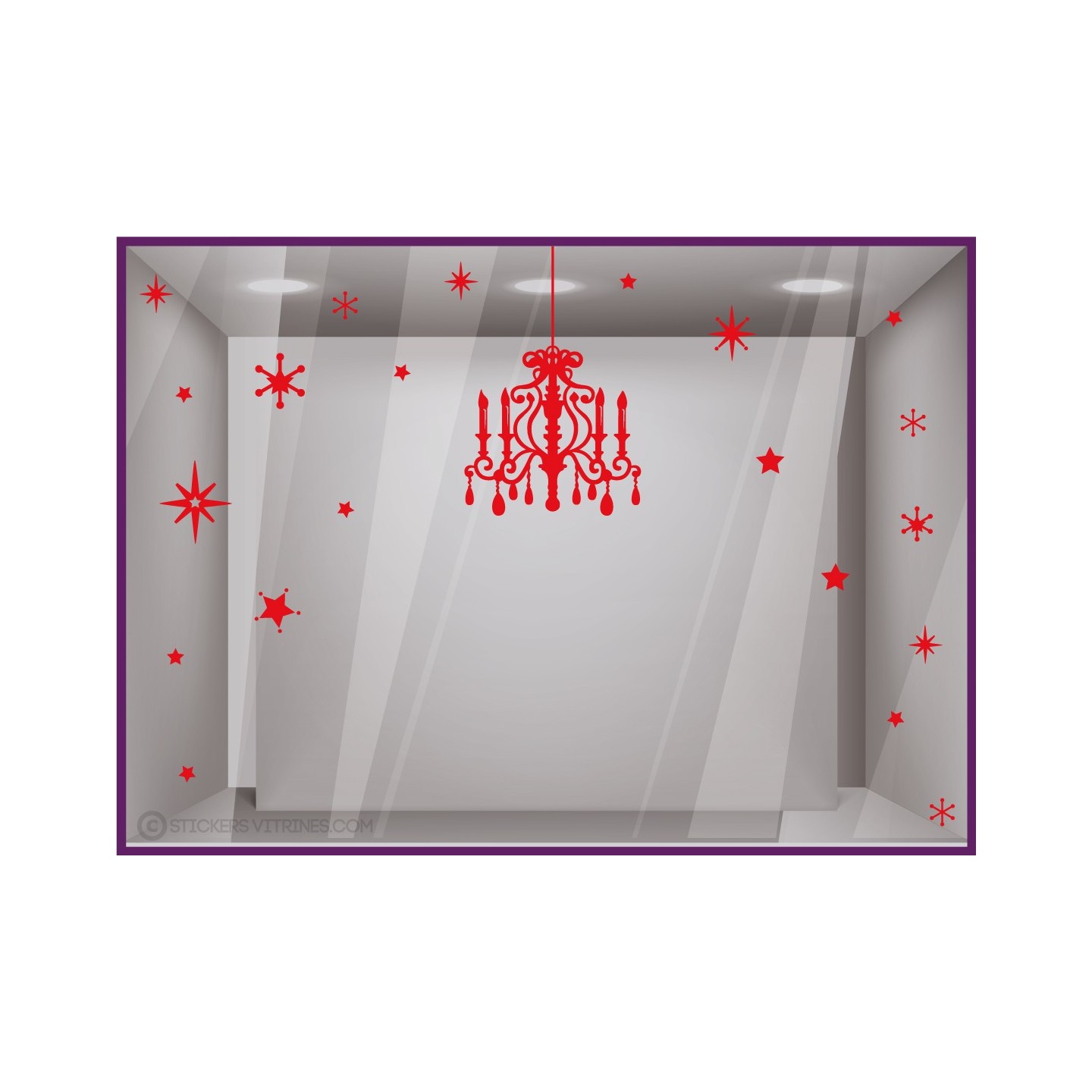 Kit de Stickers Lustre de Noel joyeuses fetes commerce magasin calicot devanture mode bijouterie decoration idee