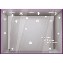 Kit de Stickers Let it Snow neige noel commerce boutique devanture vitrine mode bijouterie maroquinerie caviste