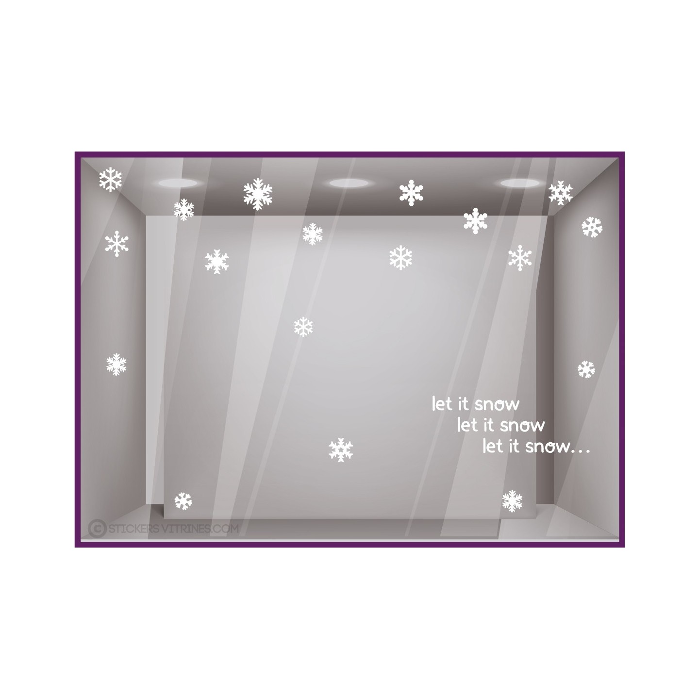 Kit de Stickers Let it Snow neige noel commerce boutique devanture vitrine mode bijouterie maroquinerie caviste