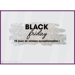 Sticker Black Friday 10 jours paillete argent PROMOTIONS MAGASIN MODE BIJOUTERIE MAROQUINERIE VITRINE CALICOT DEVANTURE days