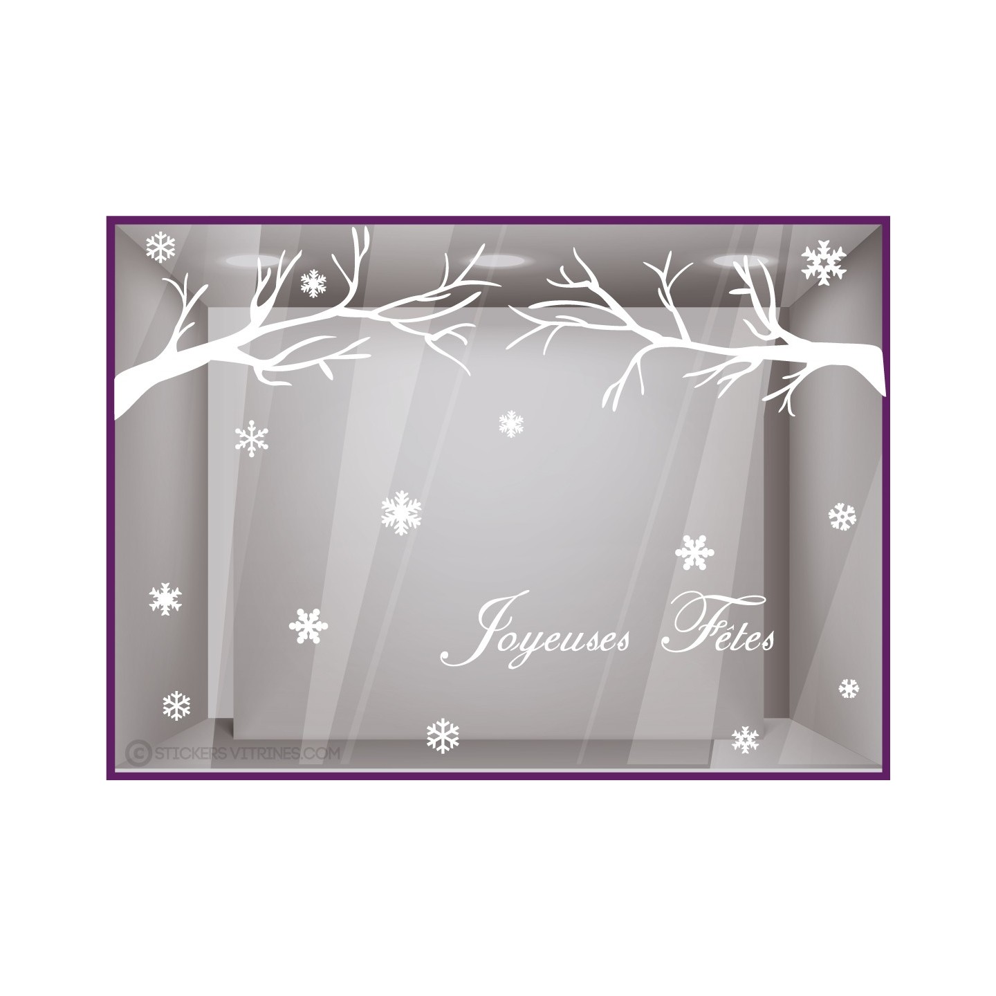 Kit de Stickers Joyeuses Fêtes Noël vitres magasins de mode décoration 