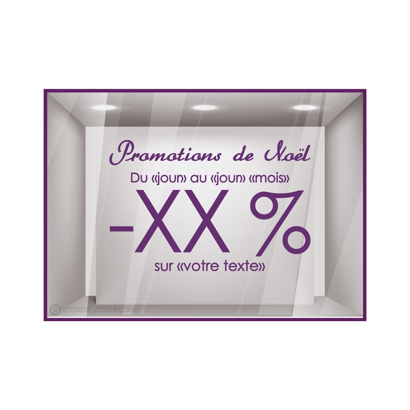 Sticker Promotions de Noël a personnaliser vitre idee decoration commerce boutique lettrage adhesif