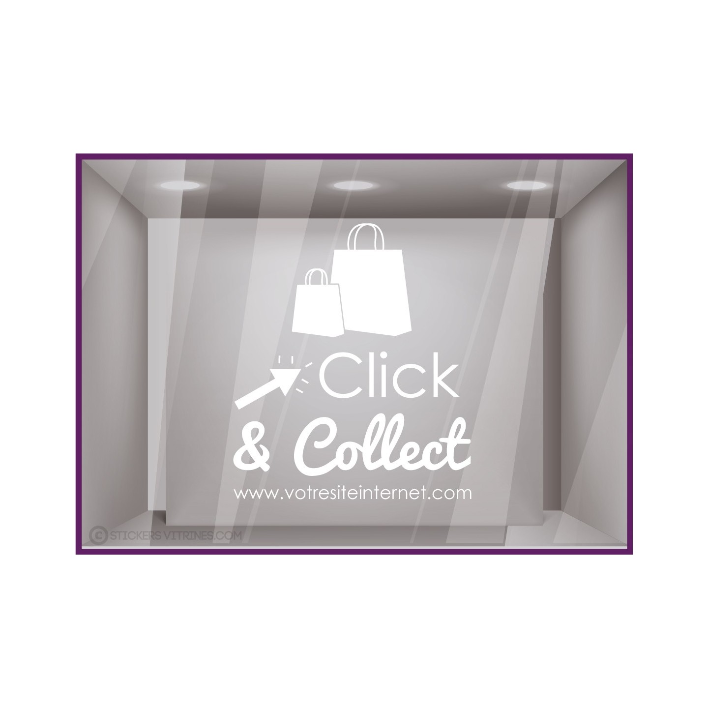 STICKER CLICK AND COLLECT PERSONNALISER VITRINE COMMERCE RESTAURANT TRAITEUR MAGASIN MODE BIJOUTERIE
