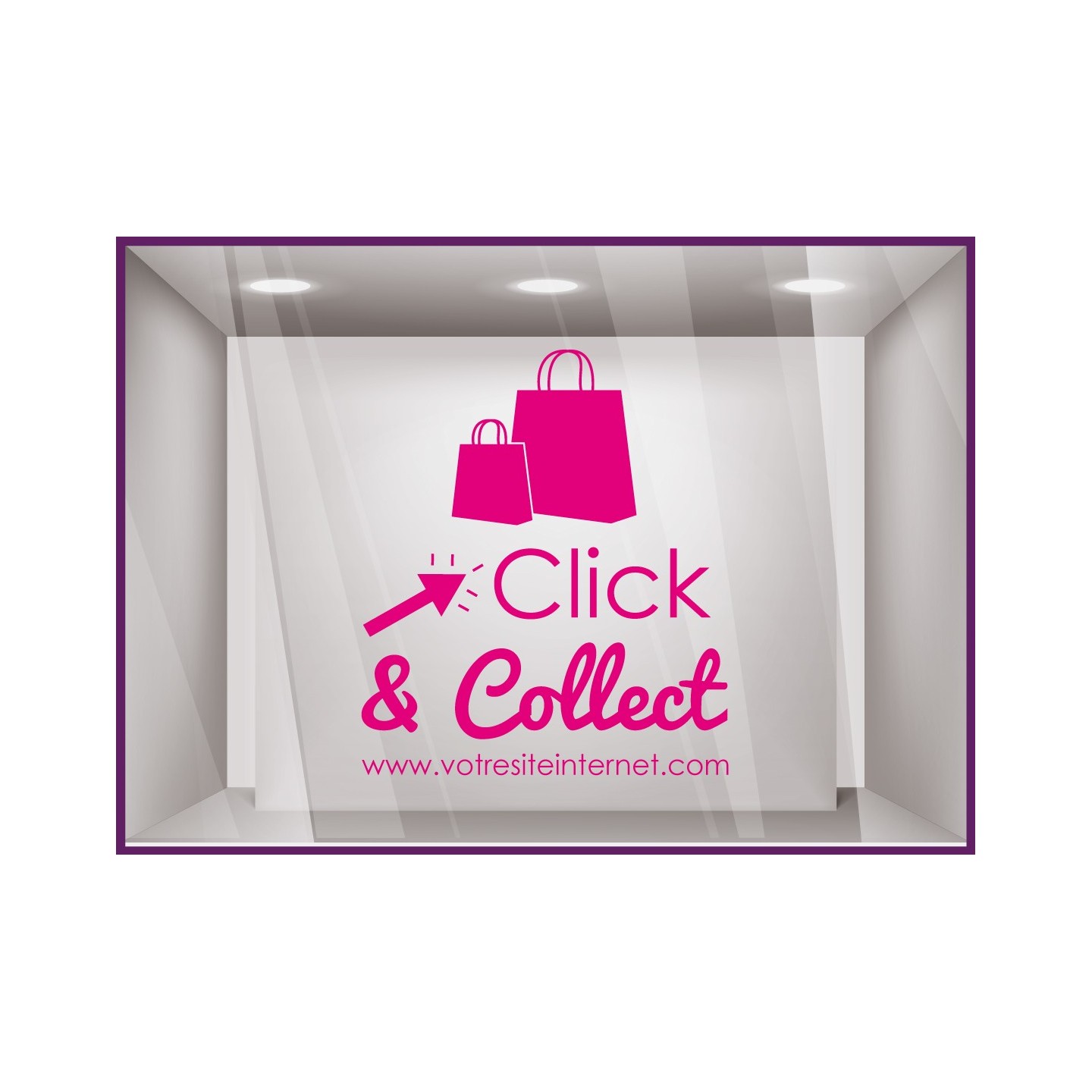 STICKER CLICK AND COLLECT PERSONNALISER VITRINE COMMERCE RESTAURANT TRAITEUR MAGASIN MODE BIJOUTERIE