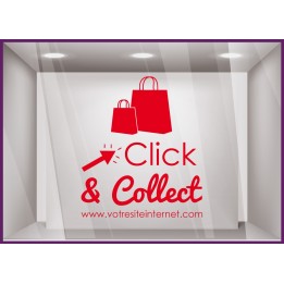 STICKER CLICK AND COLLECT PERSONNALISER VITRINE COMMERCE RESTAURANT TRAITEUR MAGASIN MODE BIJOUTERIE