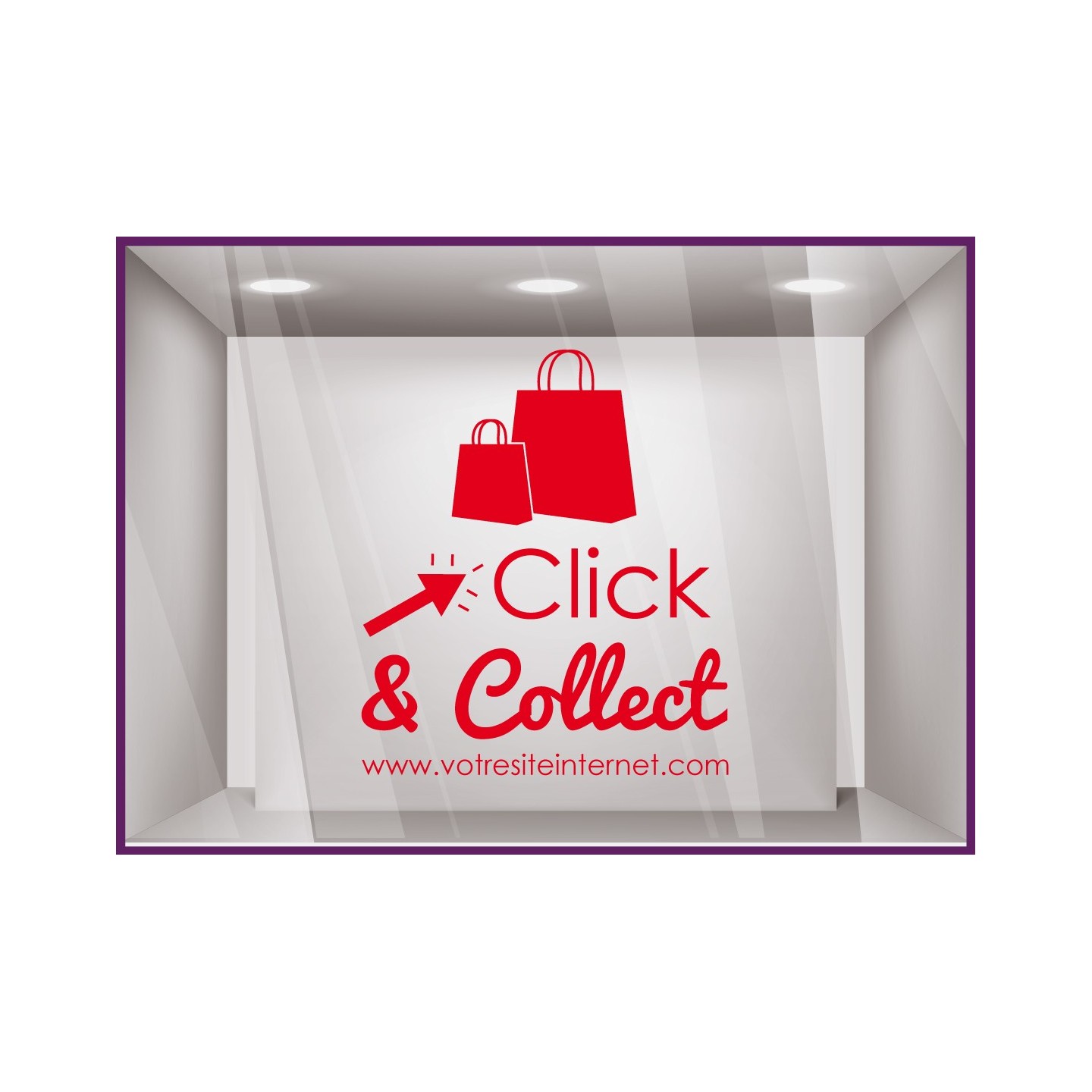STICKER CLICK AND COLLECT PERSONNALISER VITRINE COMMERCE RESTAURANT TRAITEUR MAGASIN MODE BIJOUTERIE