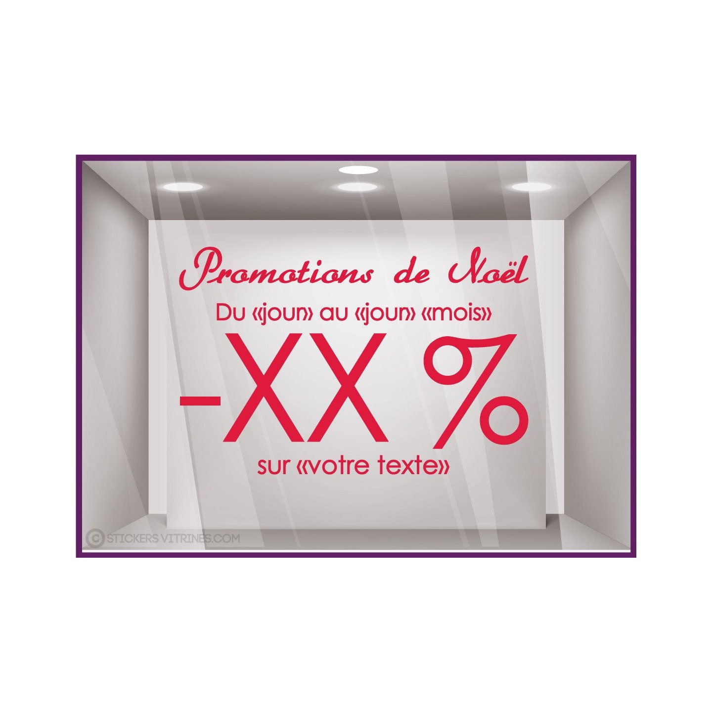 Sticker Promotions de Noël a personnaliser vitre idee decoration commerce boutique lettrage adhesif