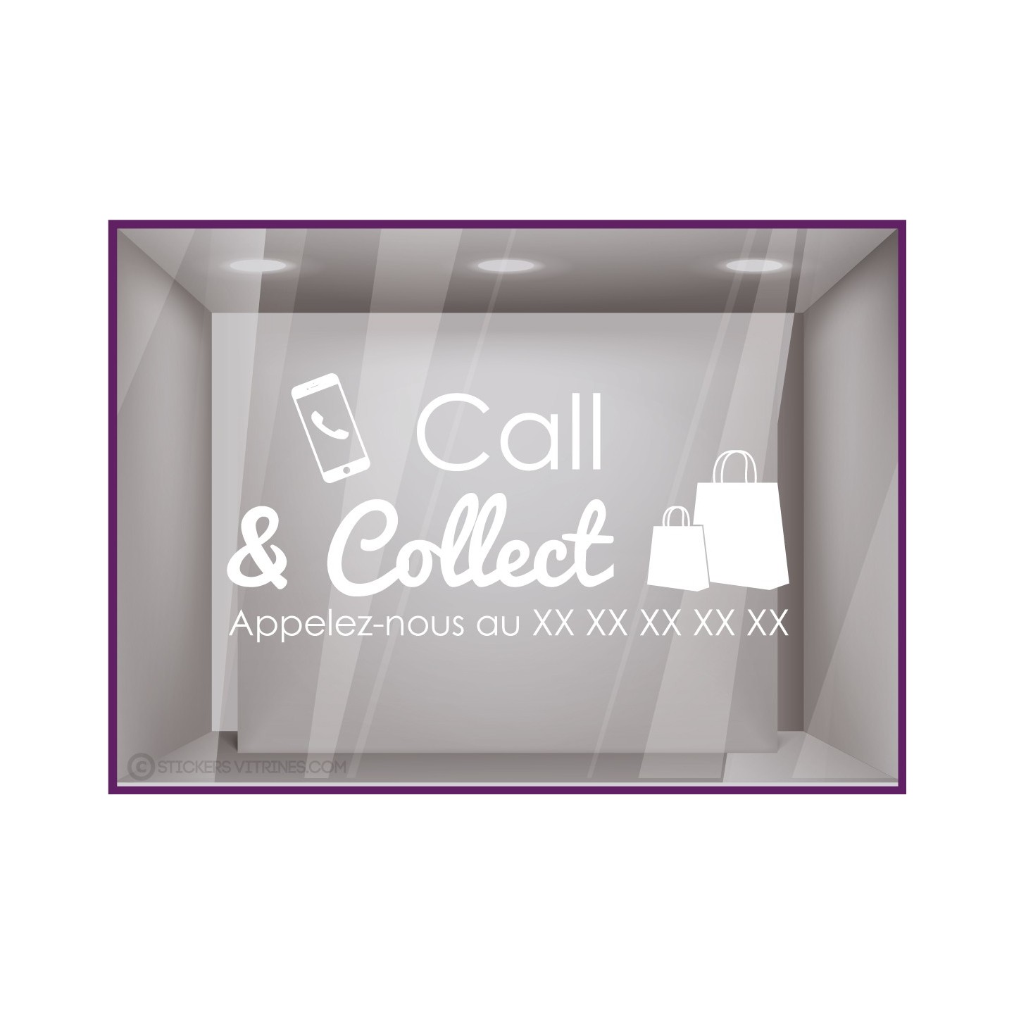Sticker Call and Collect a Personnaliser lettrage adhesif autocollant vitrine devanture magasin covid vitrophanie restaurant