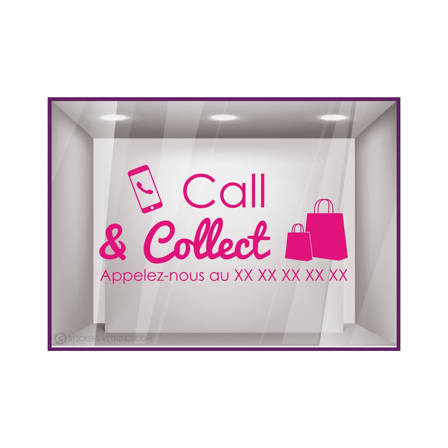 Sticker Call and Collect a Personnaliser lettrage adhesif autocollant vitrine devanture magasin covid vitrophanie restaurant