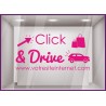 Sticker CLICK and drive a Personnaliser calicot lettrage autocollant vitrine commerce alimentaire devanture magasin vitre
