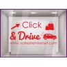 Sticker CLICK and drive a Personnaliser calicot lettrage autocollant vitrine commerce alimentaire devanture magasin vitre
