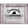 Sticker Commandez a Emporter restaurant signaletique vitrine commerce devanture lettrage adhesif calicot vitrophanie boulangerie