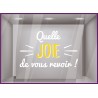 Sticker Quelle joie de vous revoir BOUTIQUE CALICOT LETTRE AUTOCOLLANTE ADHESIF  COMMERCE DECORATION LIBRAIRIE MODE