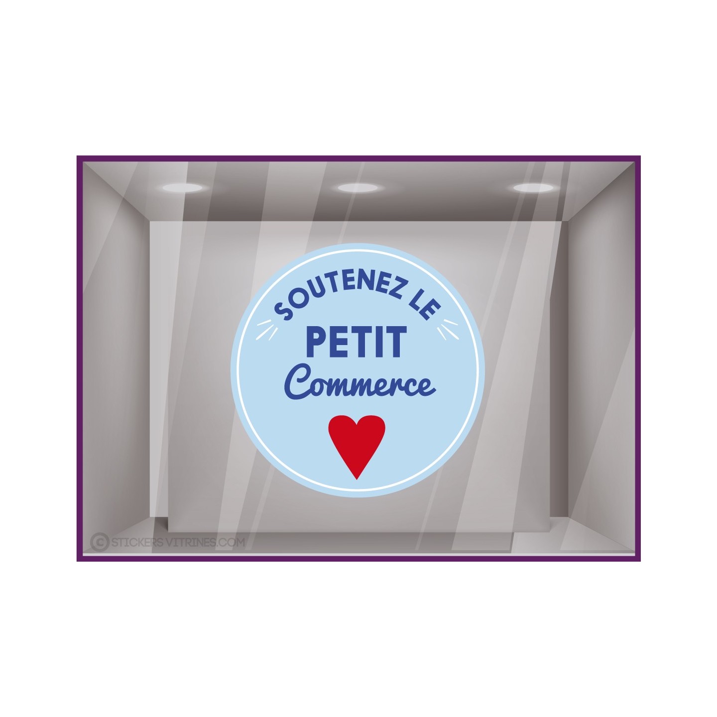 Sticker Soutenez le petit commerce DECORATION VITRINE ADHESIF AUTOCOLLANT BOUTIQUE  mairie ASSOCIATION COMMERCANT MAGASIN