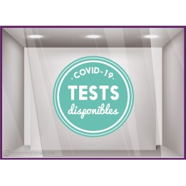 Sticker Covid 19 tests disponibles vitrine pharmacie calicot cabinet medical depistage vitrophanie devanture repositionnable