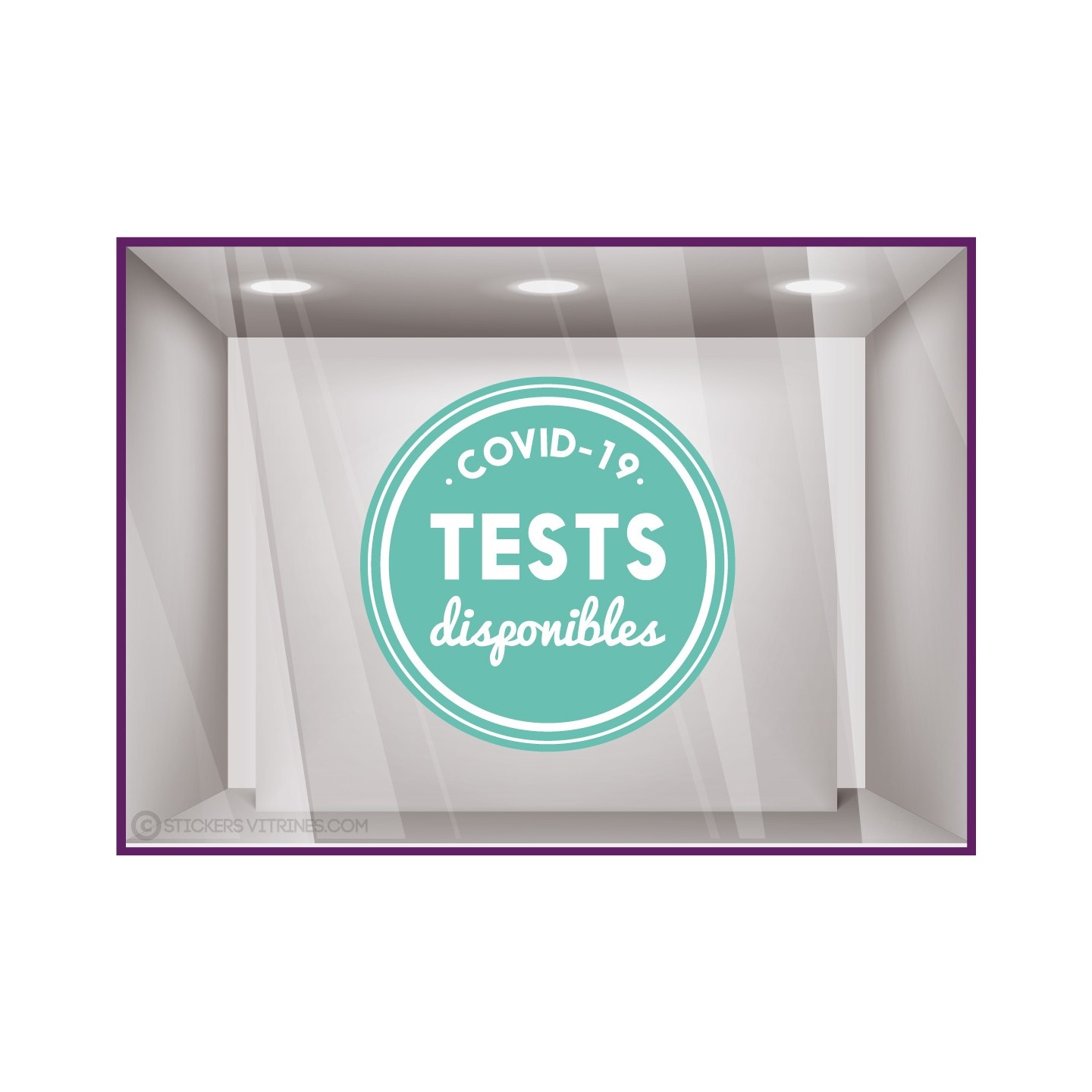 Sticker Covid 19 tests disponibles vitrine pharmacie calicot cabinet medical depistage vitrophanie devanture repositionnable