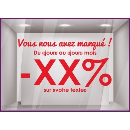 Sticker Vous nous avez manque personnaliser vitrine devanture calicot covid restaurant commerce boutique mode magasin enseigne