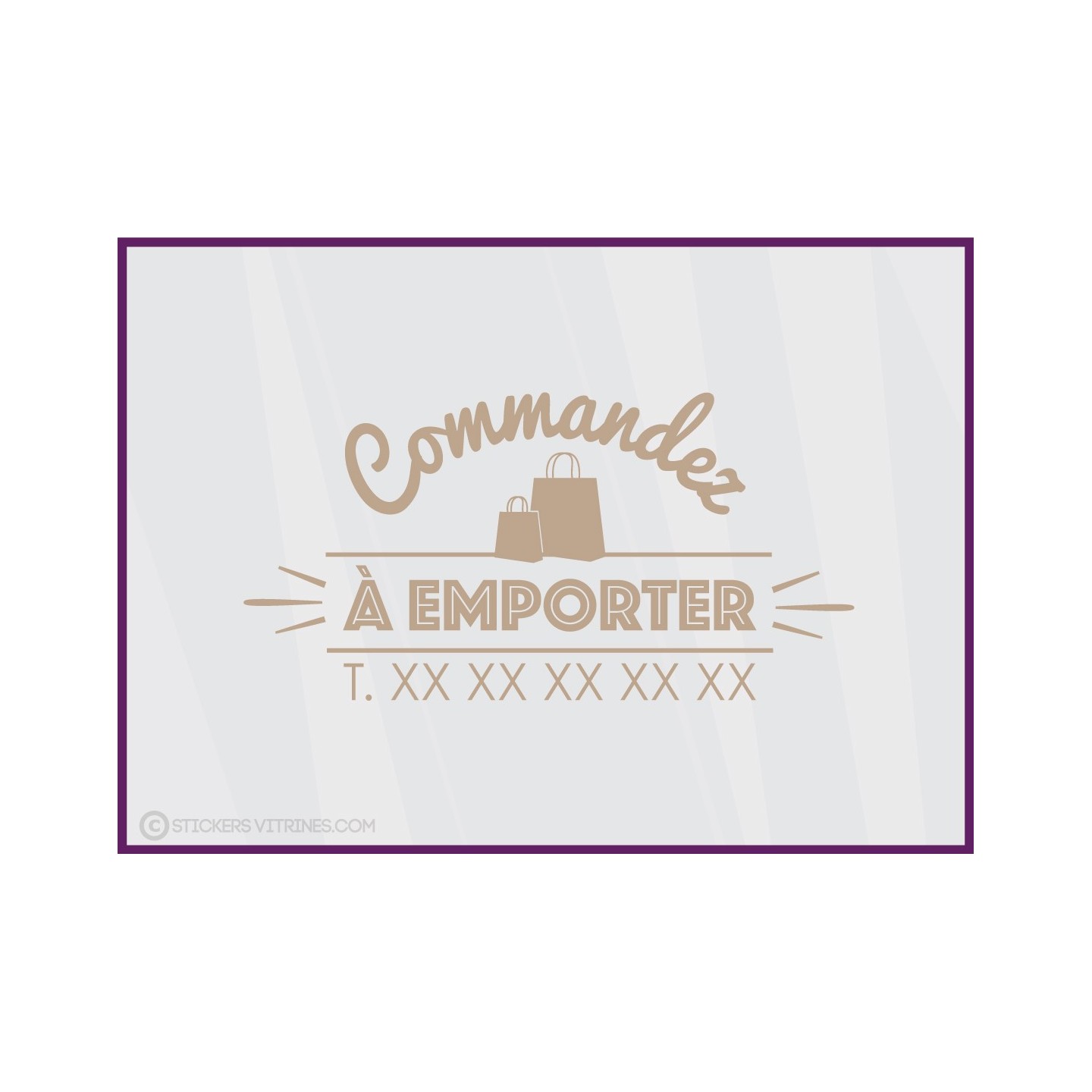 Sticker Commandez a Emporter restaurant signaletique vitrine commerce devanture lettrage adhesif calicot vitrophanie boulangerie