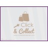 STICKER CLICK AND COLLECT PERSONNALISER VITRINE COMMERCE RESTAURANT TRAITEUR MAGASIN MODE BIJOUTERIE