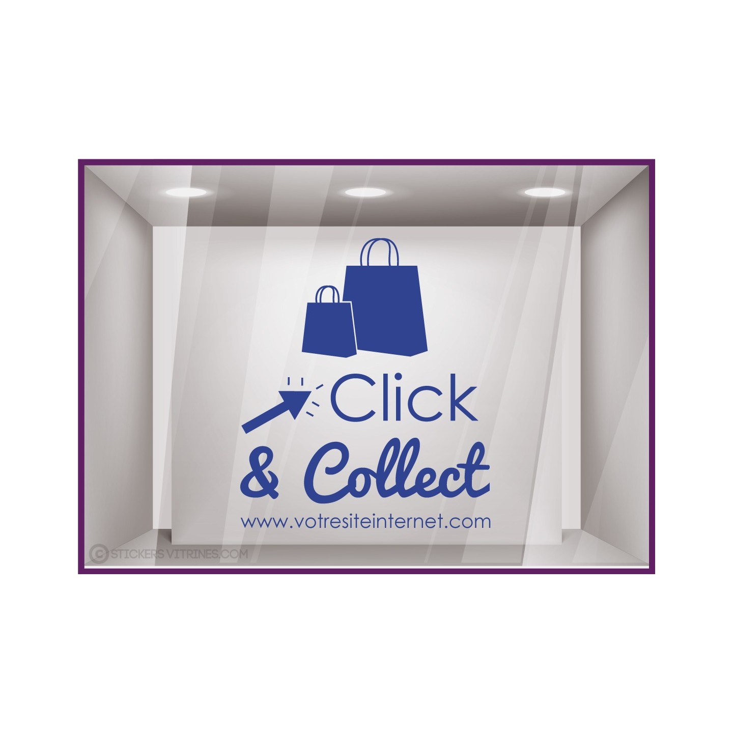 STICKER CLICK AND COLLECT PERSONNALISER VITRINE COMMERCE RESTAURANT TRAITEUR MAGASIN MODE BIJOUTERIE