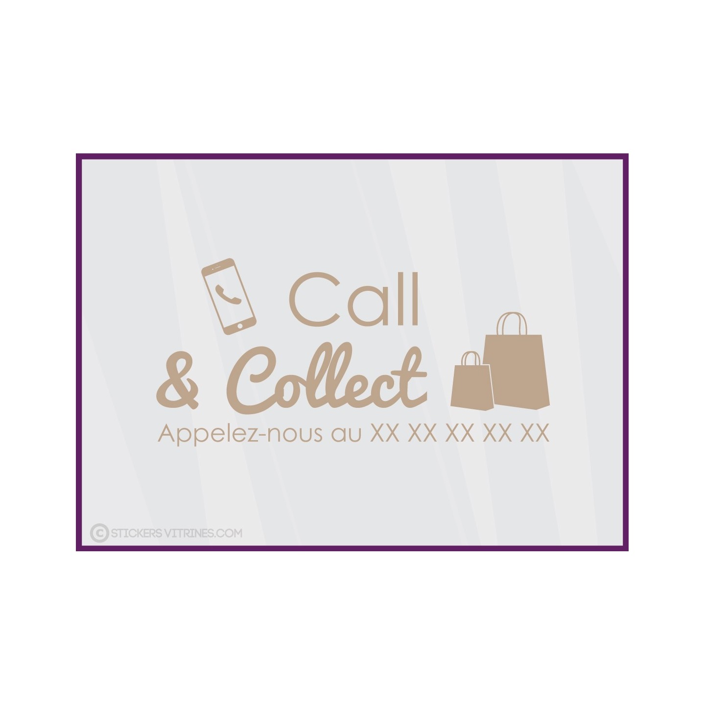 Sticker Call and Collect a Personnaliser lettrage adhesif autocollant vitrine devanture magasin covid vitrophanie restaurant