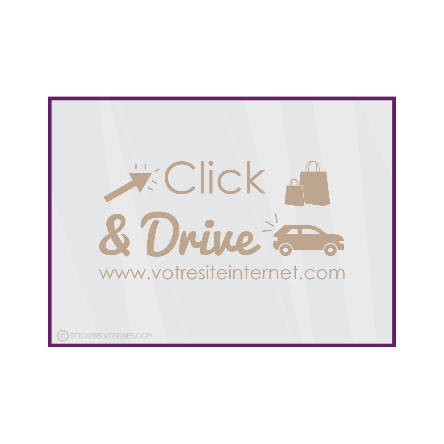 Sticker CLICK and drive a Personnaliser calicot lettrage autocollant vitrine commerce alimentaire devanture magasin vitre