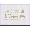 Sticker CLICK and drive a Personnaliser calicot lettrage autocollant vitrine commerce alimentaire devanture magasin vitre