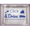 Sticker CLICK and drive a Personnaliser calicot lettrage autocollant vitrine commerce alimentaire devanture magasin vitre