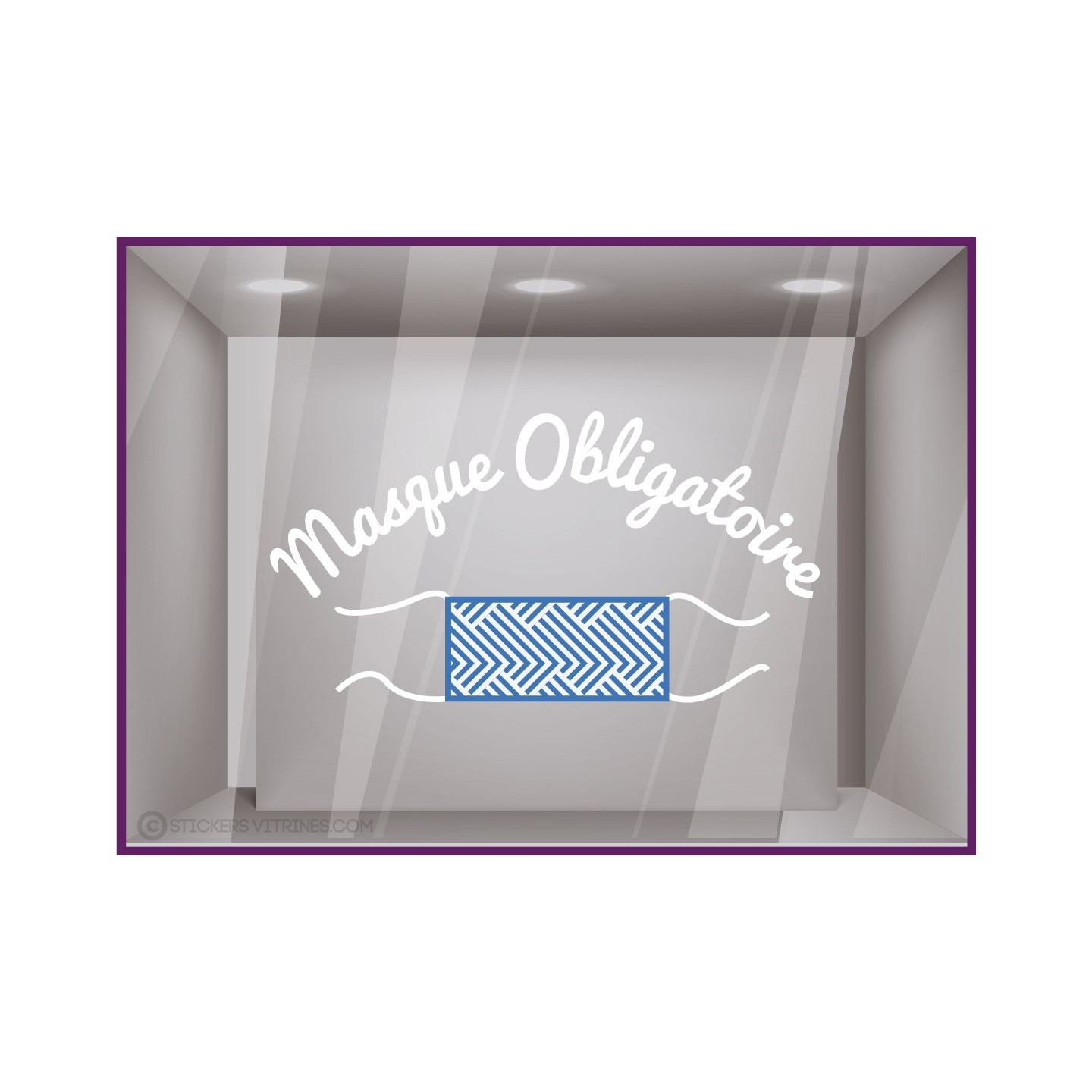 Sticker Masque Obligatoire DEVANTURE VITRINE CALICOT BOUTIQUE COMMERCE DECORATION COVID FRANCAIS 
