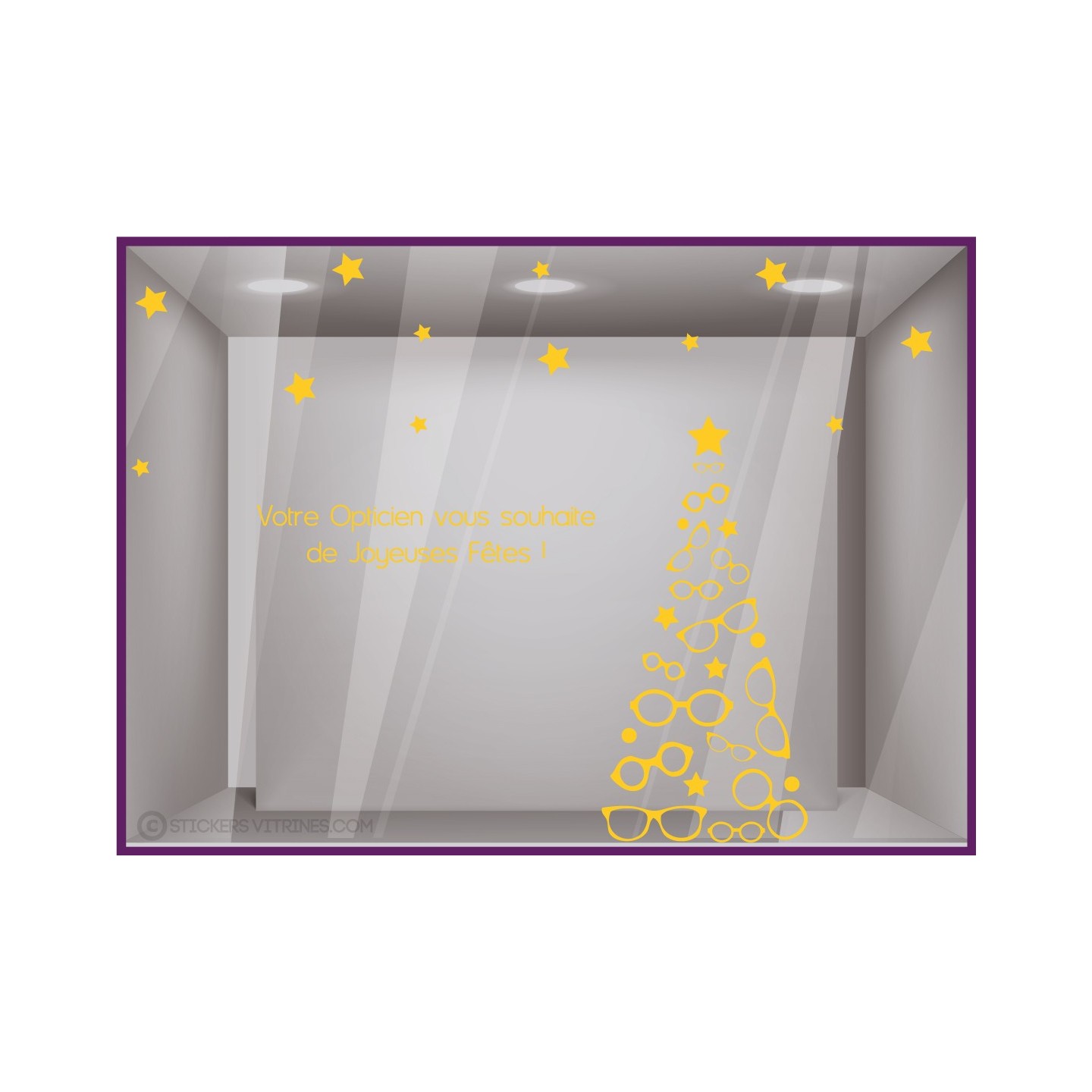 Kit de Stickers Noel Opticien vitrophanie calicot vitrine devanture optique lettrage adhesif autocollant boutique enseigne