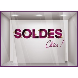 Sticker Soldes Chics BOUTIQUE MODE BIJOUTERIE CALICOT AUTOCOLLANT ADHESIF IMPRIMEUR DECORATION VITRINE LETTRAGE VITROPHANIE