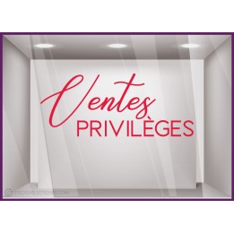 Sticker Ventes Privileges BOUTIQUE IDEE DECORATION COMMERCE VITRINE IMPRIMEUR VITRES MAGASIN BIJOUTERIE PRIVEES BRADERIE ADHESIF