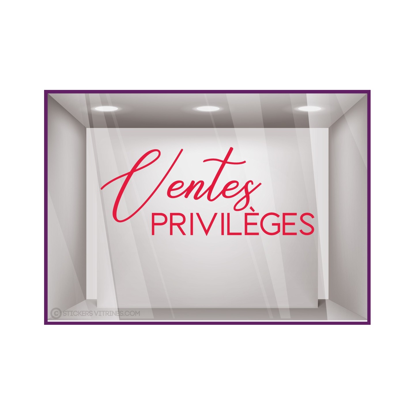 Sticker Ventes Privileges BOUTIQUE IDEE DECORATION COMMERCE VITRINE IMPRIMEUR VITRES MAGASIN BIJOUTERIE PRIVEES BRADERIE ADHESIF