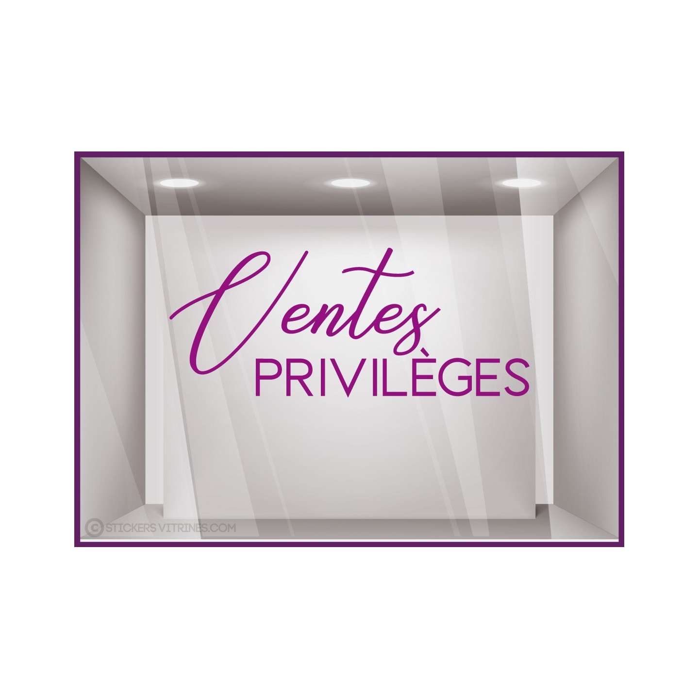 Sticker Ventes Privileges BOUTIQUE IDEE DECORATION COMMERCE VITRINE IMPRIMEUR VITRES MAGASIN BIJOUTERIE PRIVEES BRADERIE ADHESIF