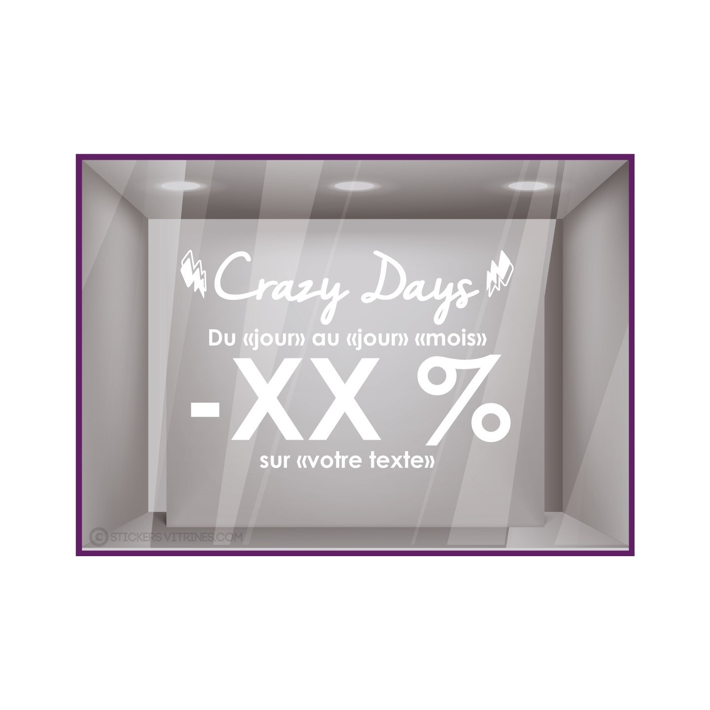 Sticker Promotions Crazy Days personnaliser MAGASIN IDEE DECORATION CALICOT AUTOCOLLANT PUBLICITAIRE VITRINE VITRES IMPRIMEUR