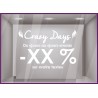 Sticker Promotions Crazy Days personnaliser MAGASIN IDEE DECORATION CALICOT AUTOCOLLANT PUBLICITAIRE VITRINE VITRES IMPRIMEUR