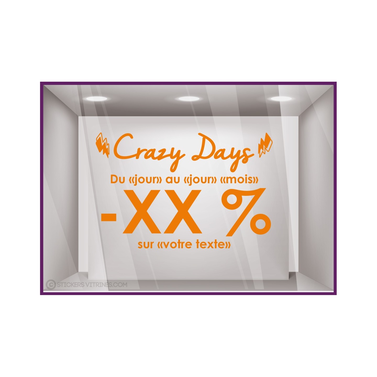 Sticker Promotions Crazy Days personnaliser MAGASIN IDEE DECORATION CALICOT AUTOCOLLANT PUBLICITAIRE VITRINE VITRES IMPRIMEUR