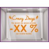 Sticker Promotions Crazy Days personnaliser MAGASIN IDEE DECORATION CALICOT AUTOCOLLANT PUBLICITAIRE VITRINE VITRES IMPRIMEUR