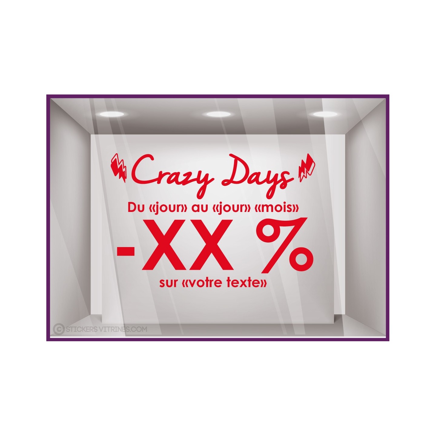 Sticker Promotions Crazy Days personnaliser MAGASIN IDEE DECORATION CALICOT AUTOCOLLANT PUBLICITAIRE VITRINE VITRES IMPRIMEUR