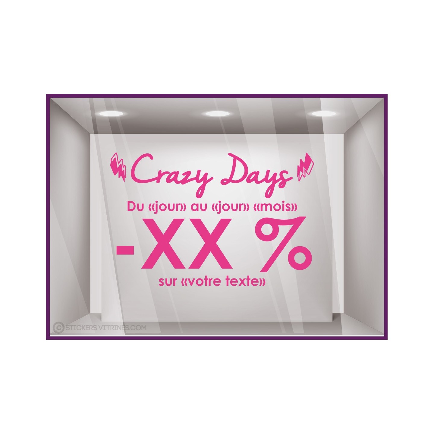 Sticker Promotions Crazy Days personnaliser MAGASIN IDEE DECORATION CALICOT AUTOCOLLANT PUBLICITAIRE VITRINE VITRES IMPRIMEUR