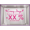 Sticker Promotions Crazy Days personnaliser MAGASIN IDEE DECORATION CALICOT AUTOCOLLANT PUBLICITAIRE VITRINE VITRES IMPRIMEUR