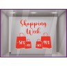 Sticker Shopping Week Sacs calicot autocollant lettrage vitrophanie devanture magasin mode maroquinerie ventes privees promotion