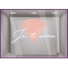 Sticker Je T'aime Diamant Saint-Valentin bijouterie mode beauté lettrage adhésif calicot vitrophanie vitrine