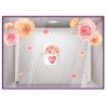 Kit de stickers boîte de roses et fleurs géantes Saint-Valentin fleuriste mode lettrage adhésif vitrophanie printemps vitrine