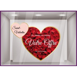 Sticker 2 Coeurs Enlacés Promotion à Personnaliser Saint Valentin fleuriste mode deco bijouterie calicot lettrage boutique