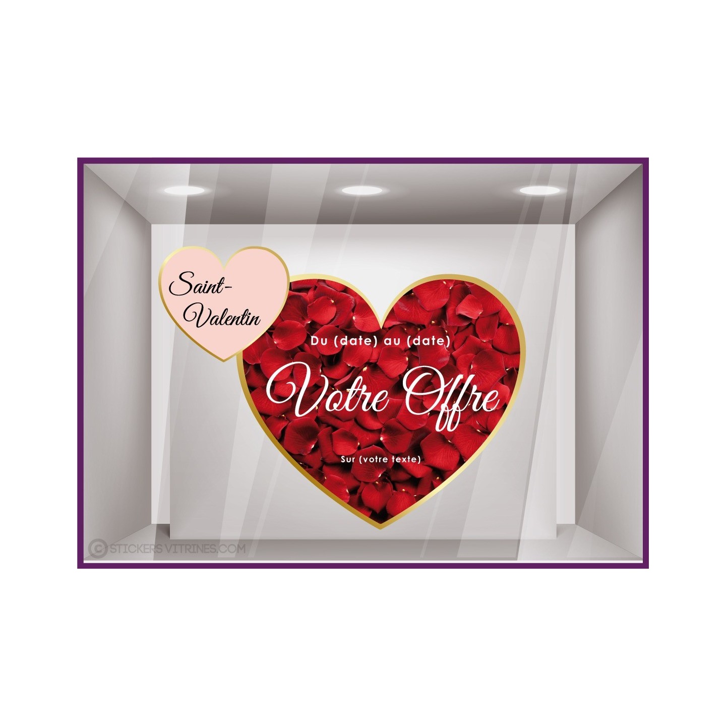 Sticker 2 Coeurs Enlacés Promotion à Personnaliser Saint Valentin fleuriste mode deco bijouterie calicot lettrage boutique